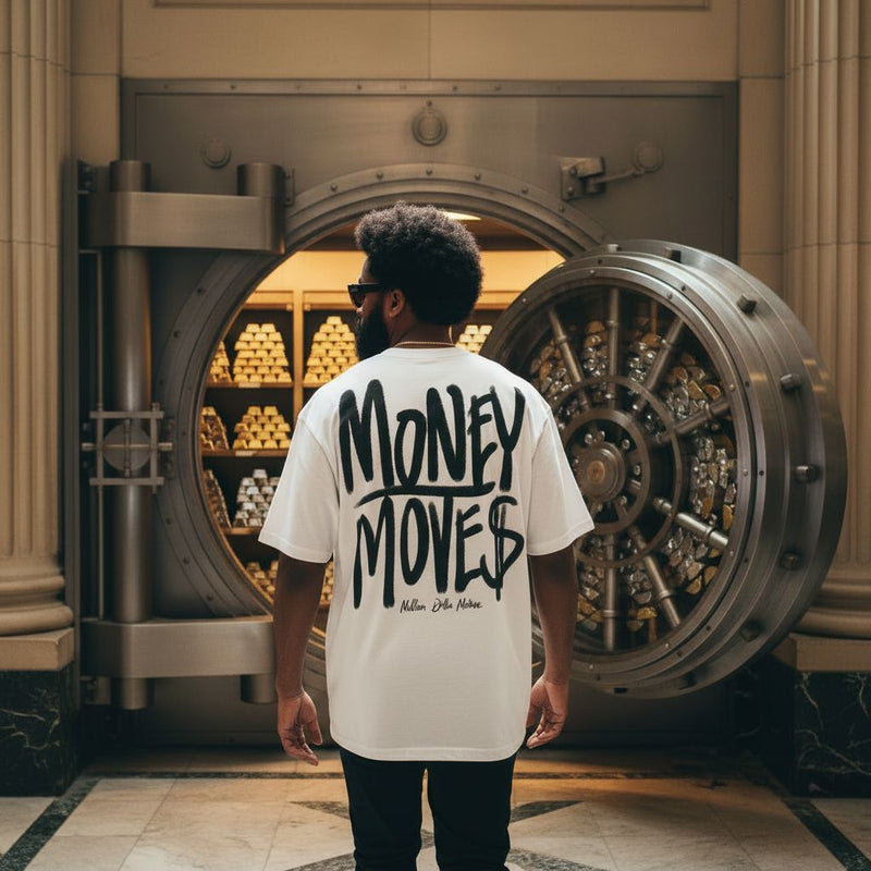 Money Moves - White T-Shirt T-Shirt Million Dolla Motive 
