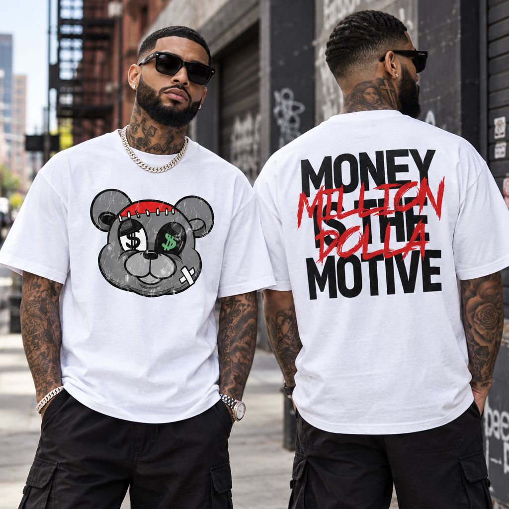 Money is the Motive - White T-Shirt T-Shirt Million Dolla Motive 