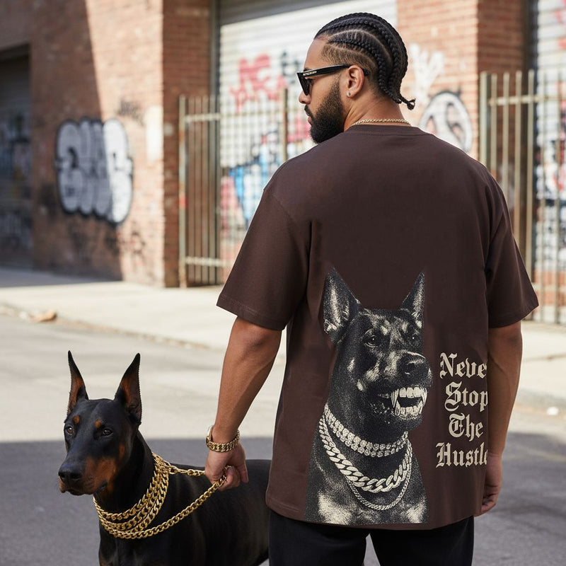 Never Stop The Hustle - Brown T-Shirt T-Shirt Million Dolla Motive 