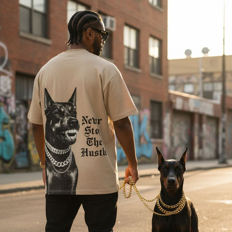 Never Stop The Hustle - Khaki T-Shirt T-Shirt Million Dolla Motive 