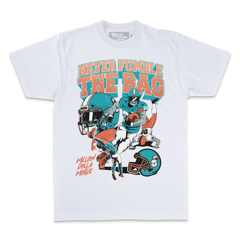 Never Fumble the Bag - White T-Shirt T-Shirt Million Dolla Motive 