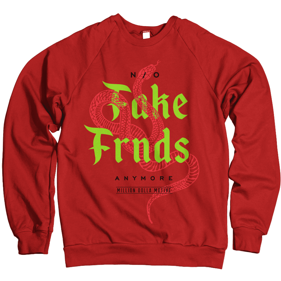 No Fake Friends - Red Crewneck Sweatshirt