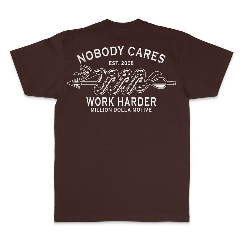 Nobody Cares Work Harder - Brown T-Shirt T-Shirt Million Dolla Motive 