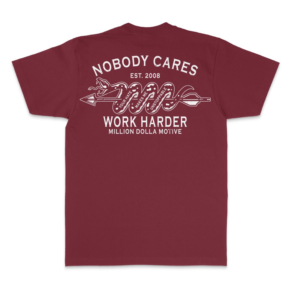 
                  
                    Nobody Cares Work Harder - Burgundy T-Shirt
                  
                