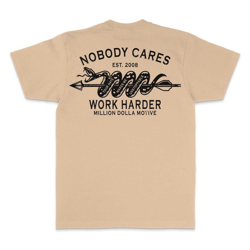 Nobody Cares Work Harder - Khaki T-Shirt T-Shirt Million Dolla Motive 