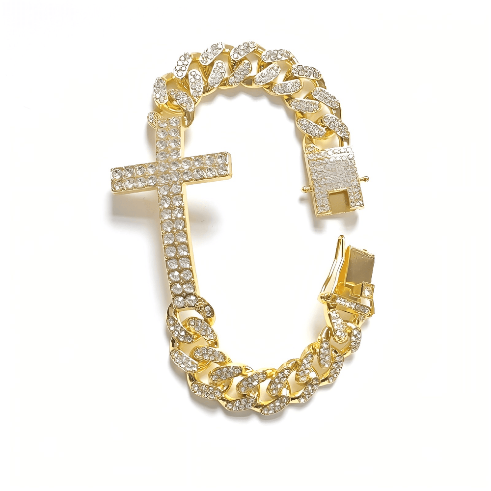 Cuban Link Bracelet With Cross - JBR-013