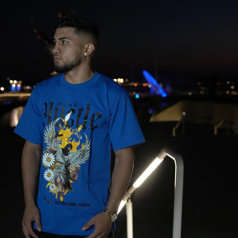 Shut Up & Hustle - Royal Blue T-Shirt T-Shirt Million Dolla Motive 