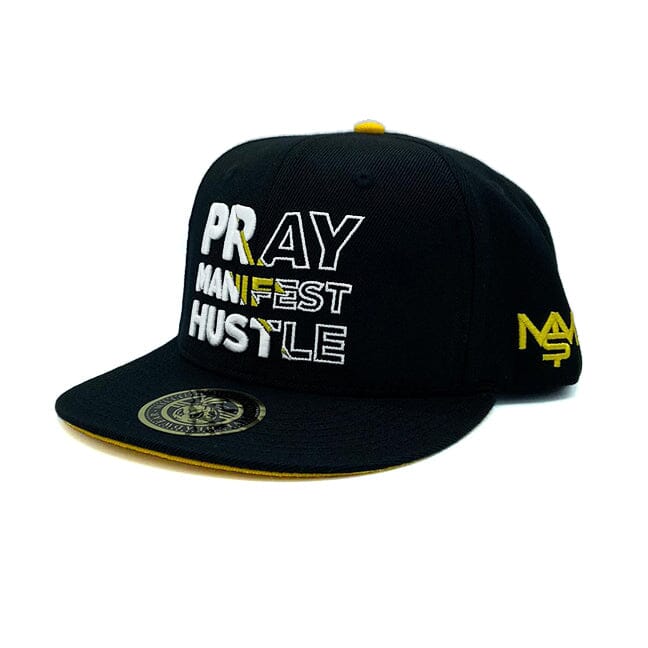 Pray Manifest Hustle - Black Snapback Cap