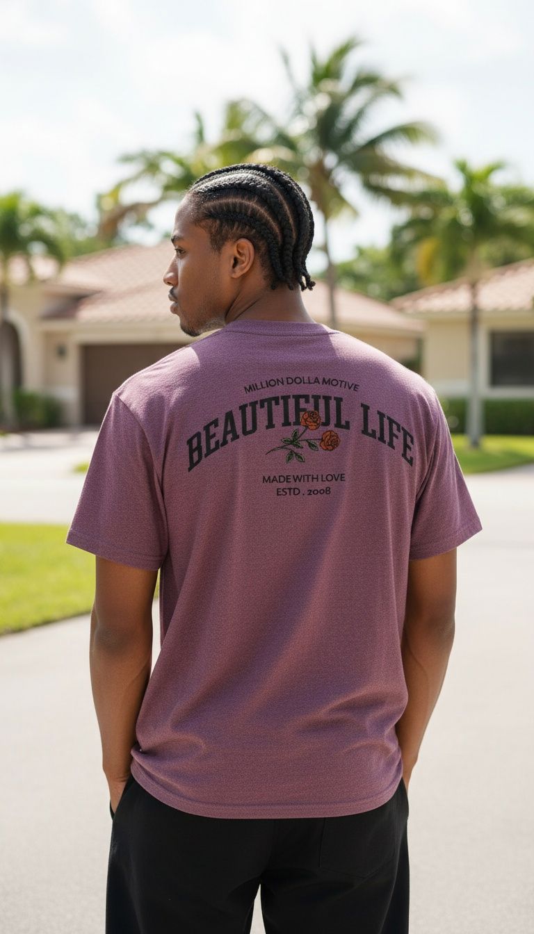 Beautiful Life - Maroon Vintage Dye T-Shirt