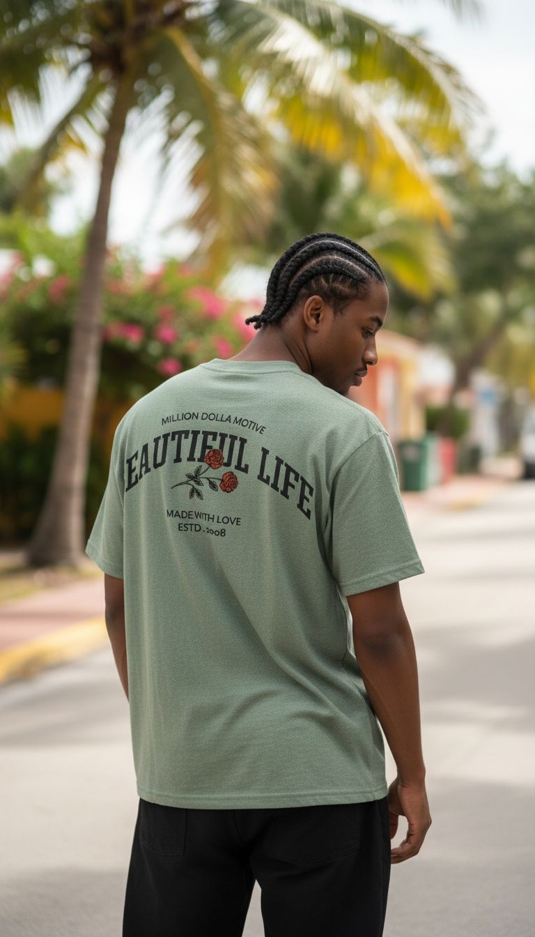 Beautiful Life - Olive Vintage Dye T-Shirt
