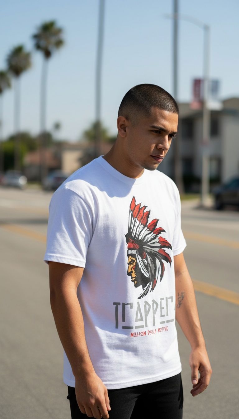 Trappers - Red on White T-Shirt