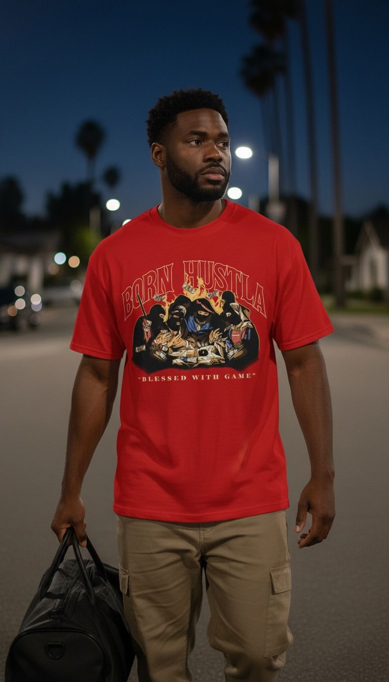 Born Hustla - Red T-Shirt