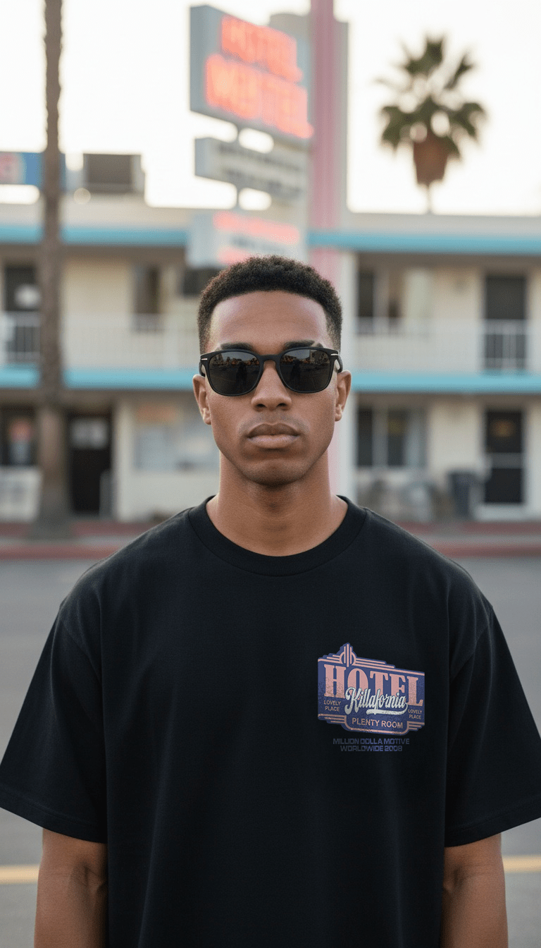 
                  
                    Hotel Killafornia - Black T-Shirt
                  
                