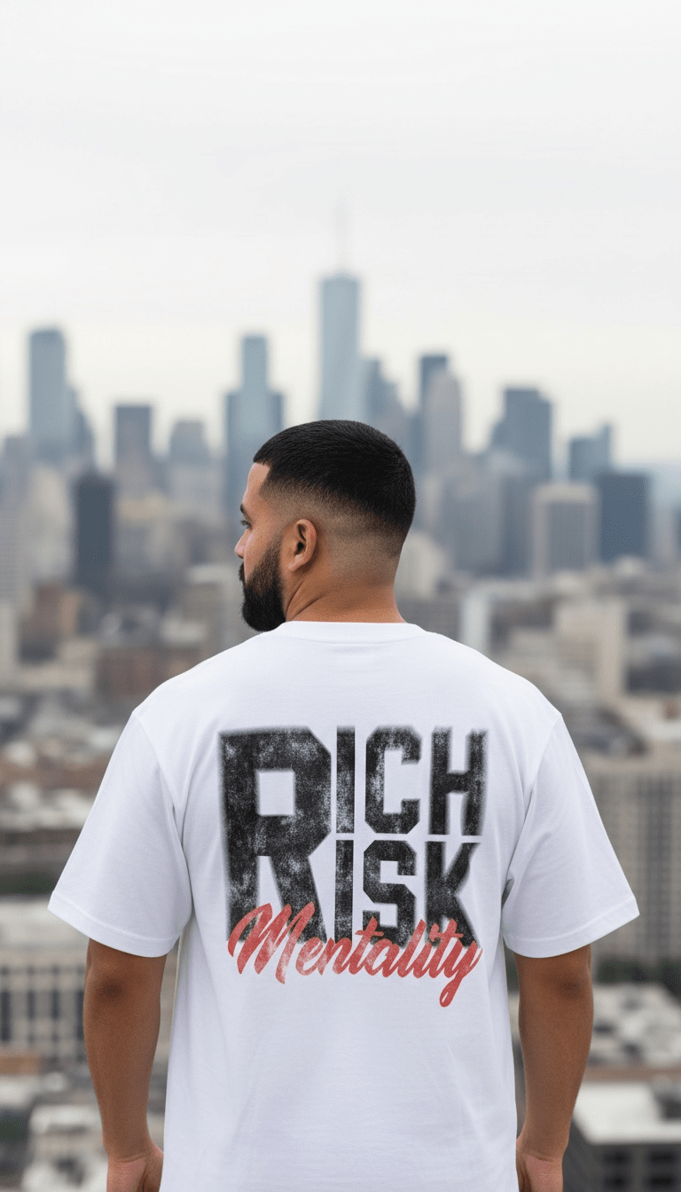 
                  
                    Rich Risk Mentality - White T-Shirt
                  
                