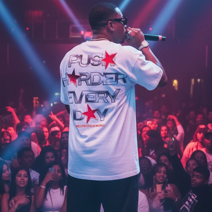 Push Harder Every Day - White T-Shirt T-Shirt Million Dolla Motive 