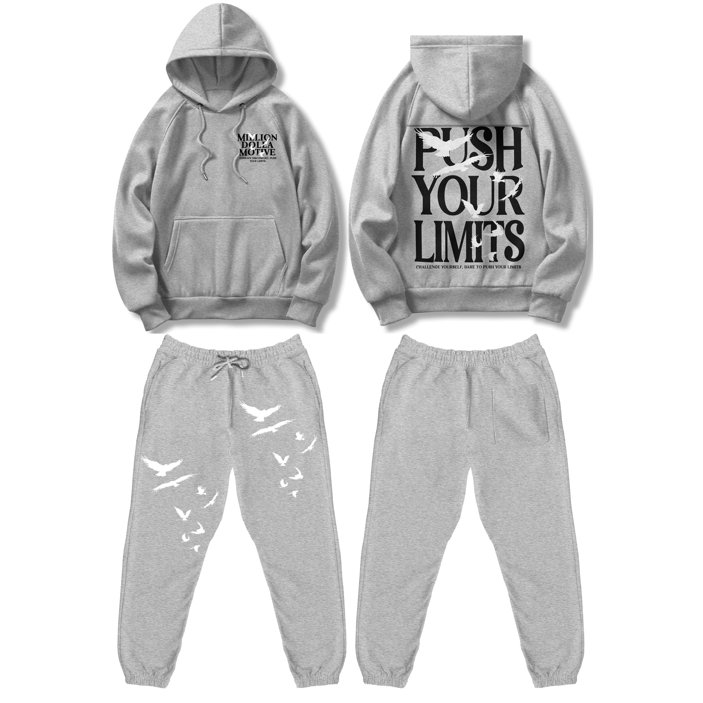 Push Your Limits - Heather Grey Jogger Set Outerwear Million Dolla Motive 