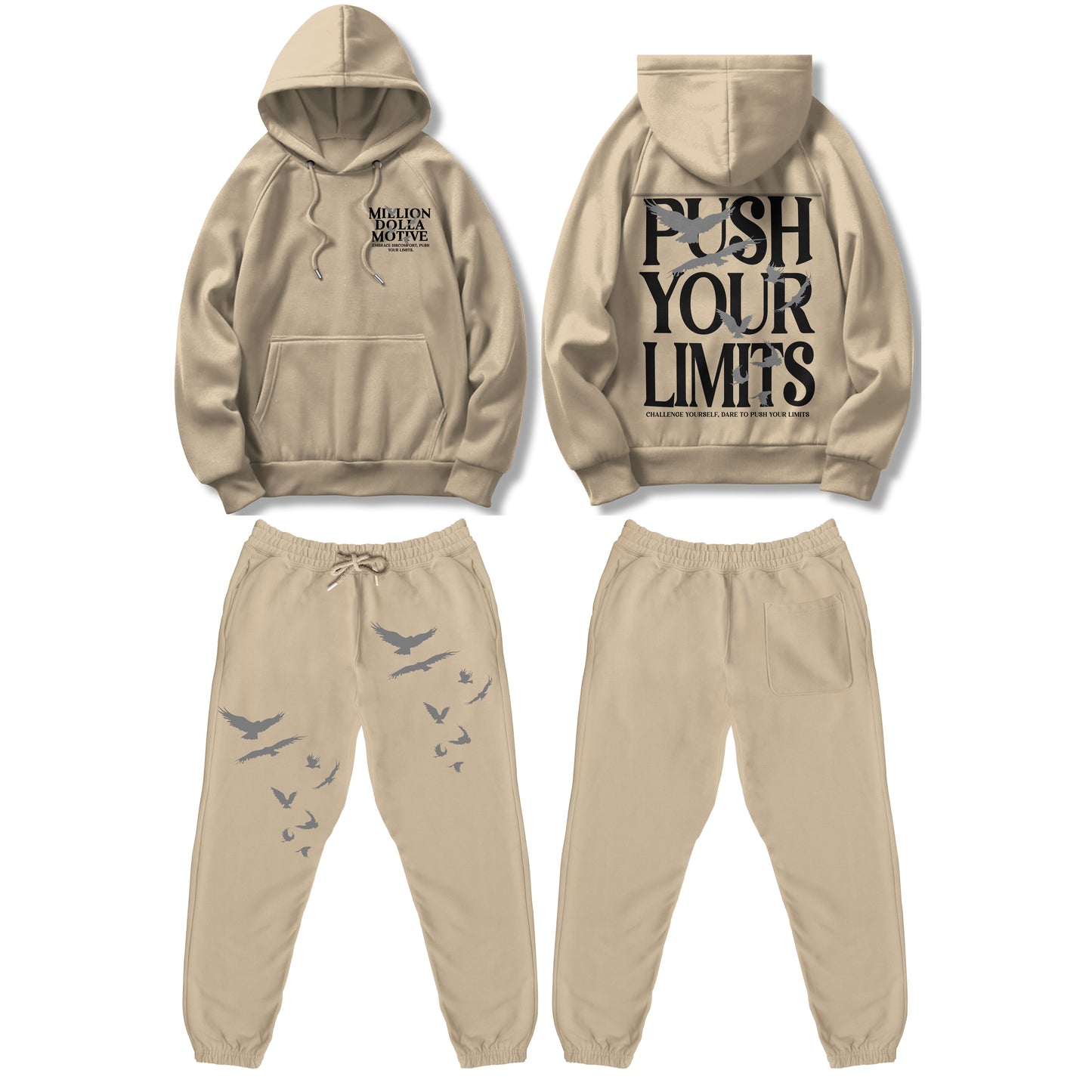 Push Your Limits - Khaki Jogger Set Outerwear Million Dolla Motive 