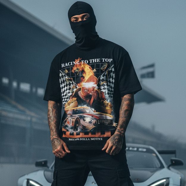 Racing to the Top - Black T-Shirt T-Shirt Million Dolla Motive 
