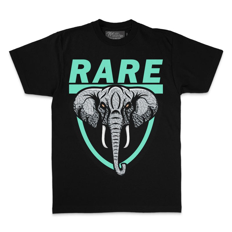 Rare Elephant - Green Glow on Black T-Shirt