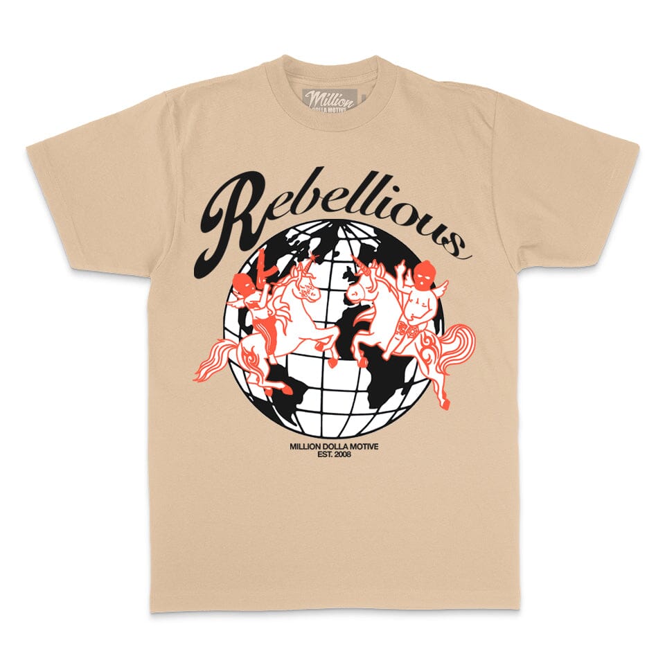Rebellious - Infrared on Khaki T-Shirt