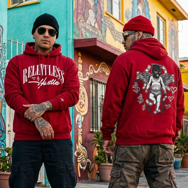Relentless Hustle - Red Hoodie Sweatshirt Outerwear Million Dolla Motive 