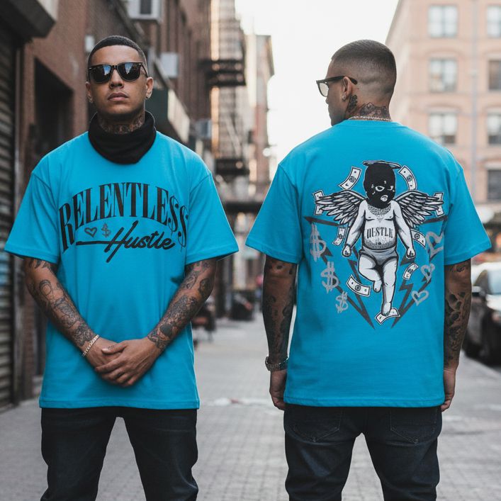 Relentless Hustle - Turquoise Blue T-Shirt T-Shirt Million Dolla Motive 