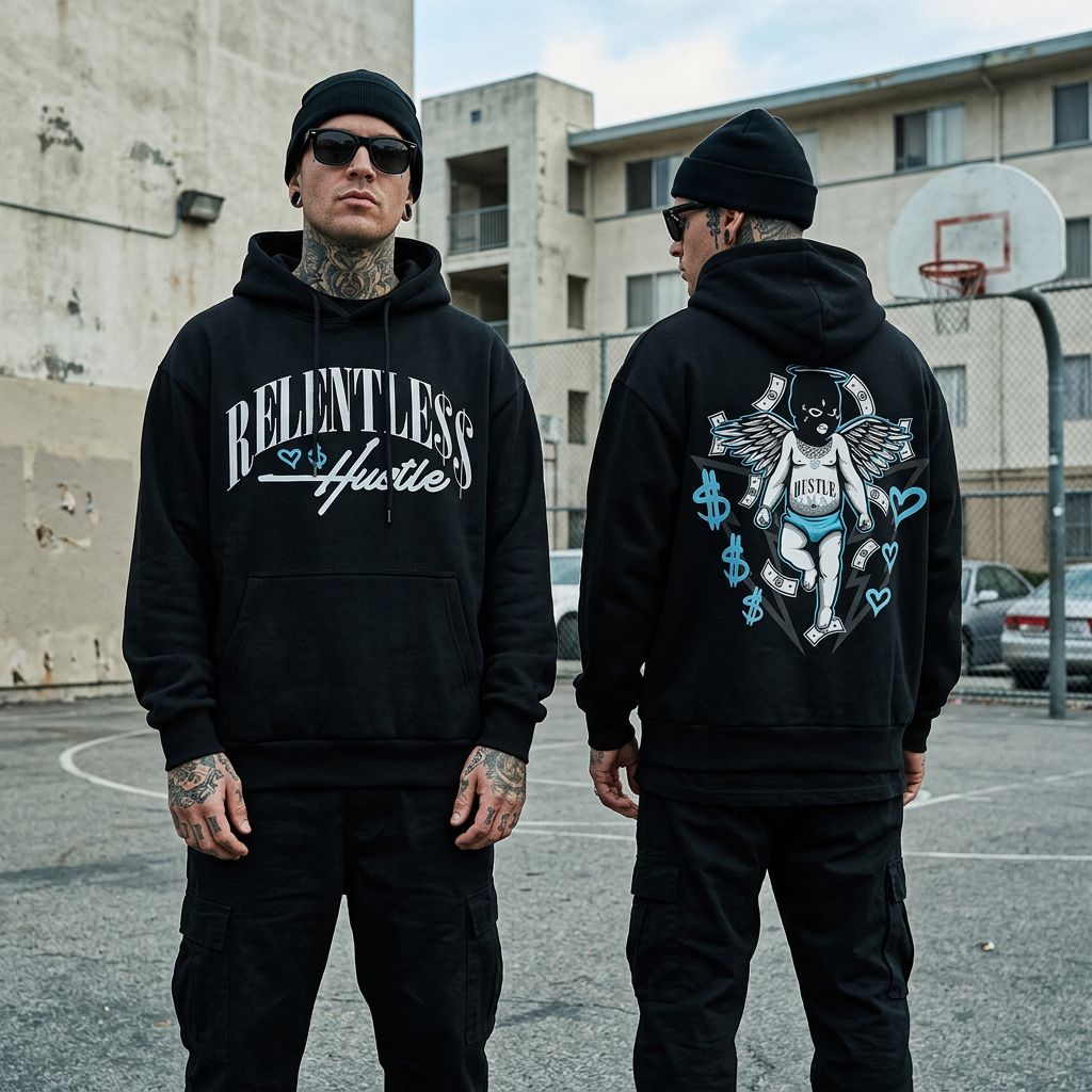 Relentless Hustle - Black Hoodie Sweatshirt Outerwear Million Dolla Motive 