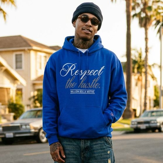 Respect The Hustle - Royal Blue Hoodie Sweatshirt Outerwear Million Dolla Motive 