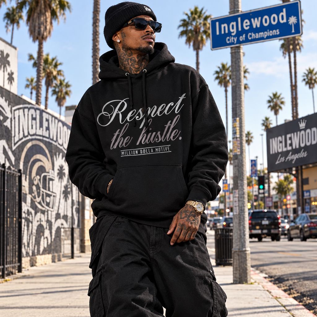 Respect the Hustle - Black Hoodie Sweatshirt Outerwear Million Dolla Motive 