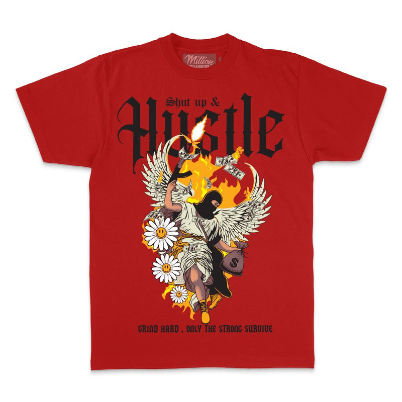 Shut Up & Hustle - Red T-Shirt T-Shirt Million Dolla Motive 
