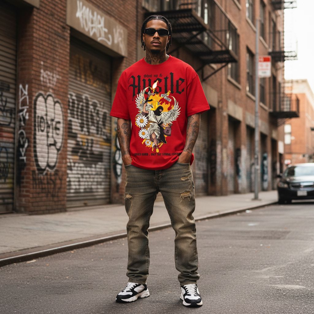 
                  
                    Shut Up & Hustle - Red T-Shirt T-Shirt Million Dolla Motive 
                  
                