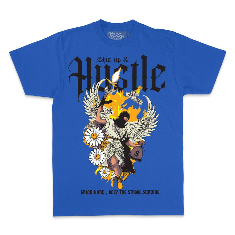 Shut Up & Hustle - Royal Blue T-Shirt T-Shirt Million Dolla Motive 