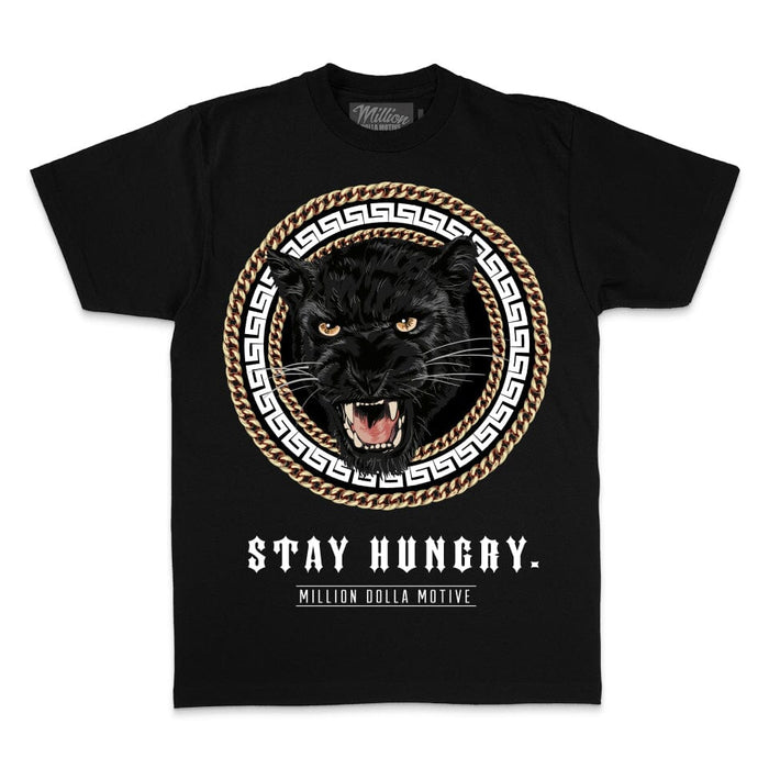 Stay Hungry Panther - Gold on Black T-Shirt