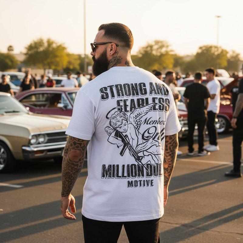 Strong & Fearless - White T-Shirt T-Shirt Million Dolla Motive 