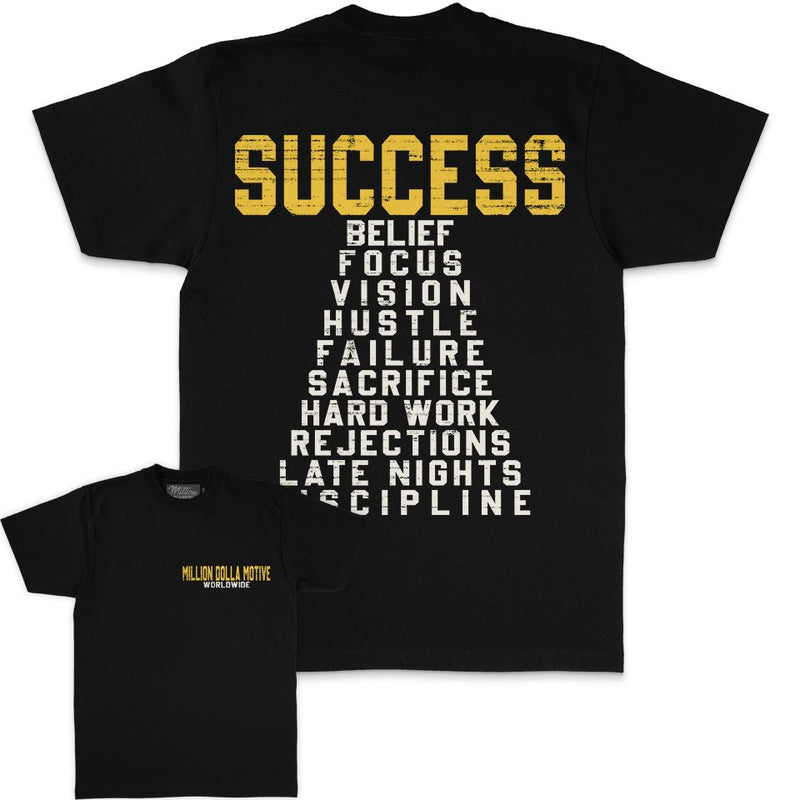 Success Pyramid - Black T-Shirt T-Shirt Million Dolla Motive 
