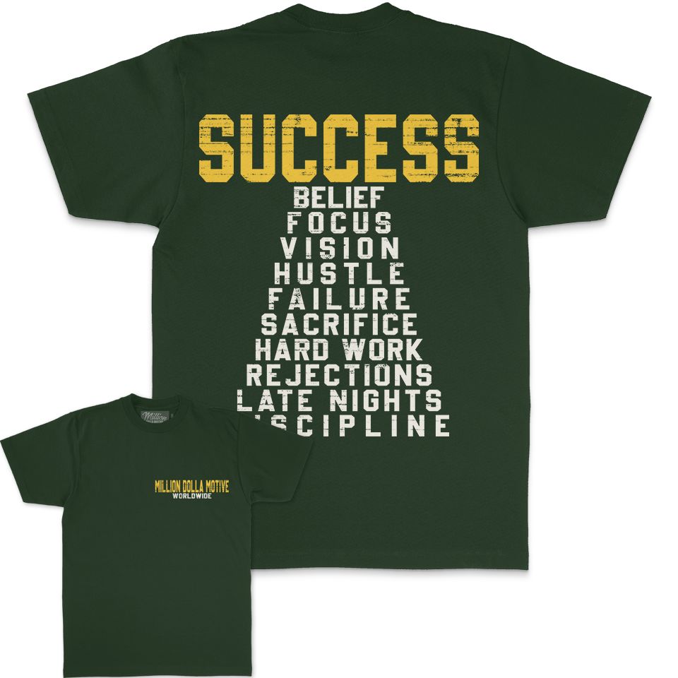 Success Pyramid - Dark Green T-Shirt T-Shirt Million Dolla Motive 