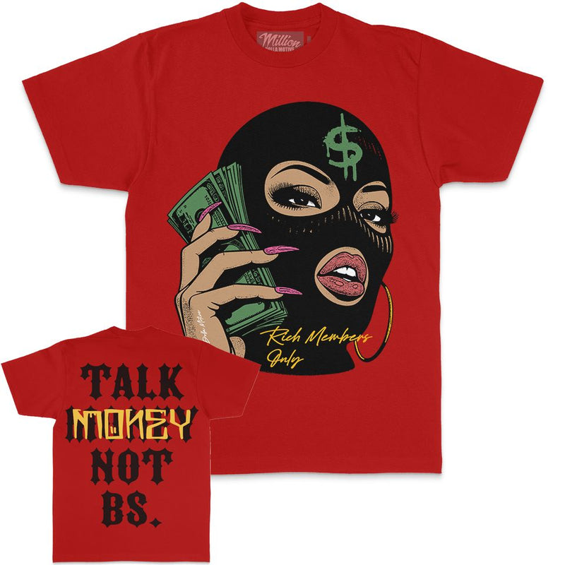 Talk Money Not BS - Red T-Shirt T-Shirt Million Dolla Motive 