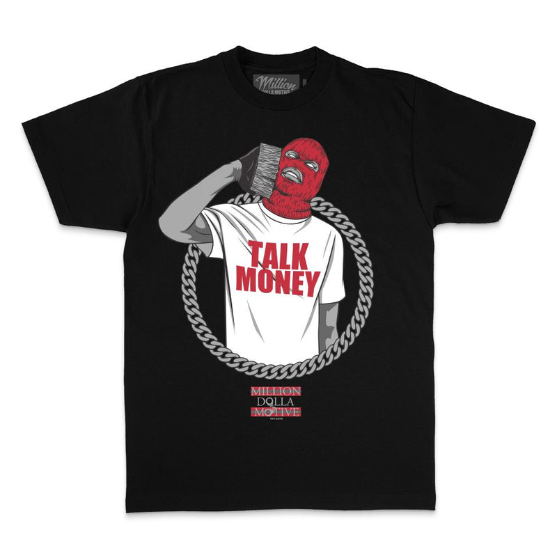 Talk Money Phone - Red on Black T-Shirt