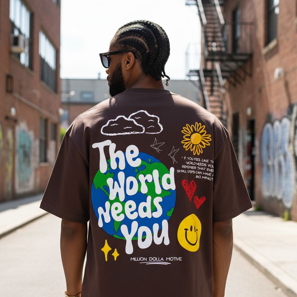 The World Needs You - Brown T-Shirt T-Shirt Million Dolla Motive 