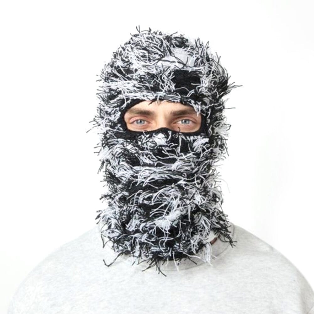 Black and White Distressed Sheisty Ski Mask