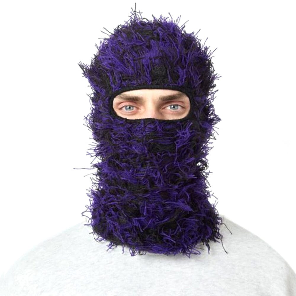 Purple and Black Distressed Sheisty Ski Mask