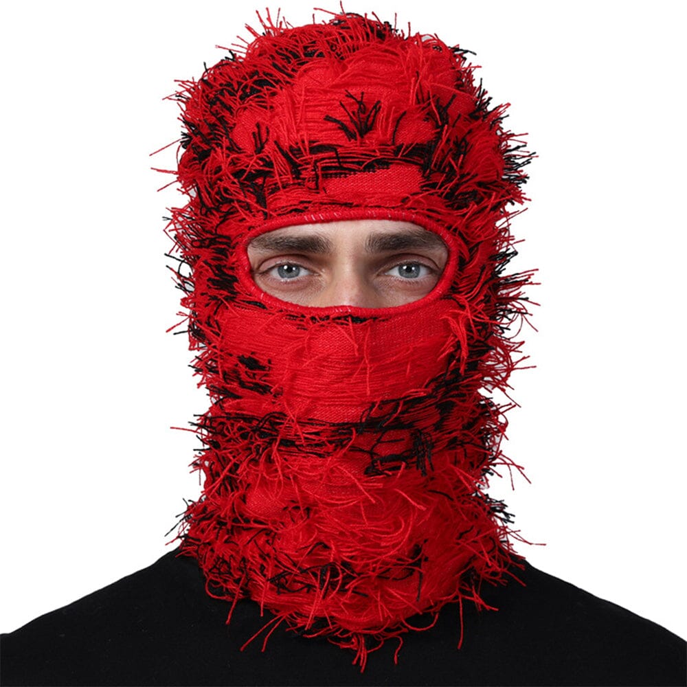 Red and Black Distressed Sheisty Ski Mask