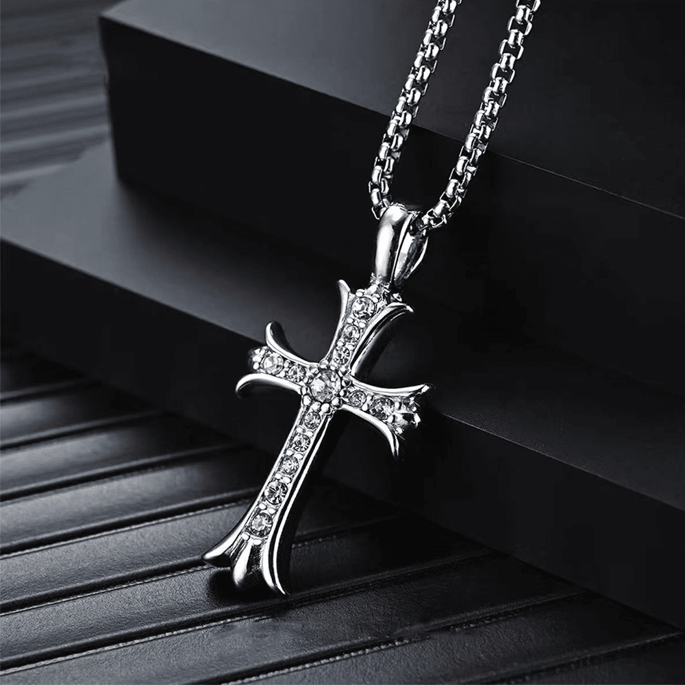 Box Link Necklace with Cross - JNK-026