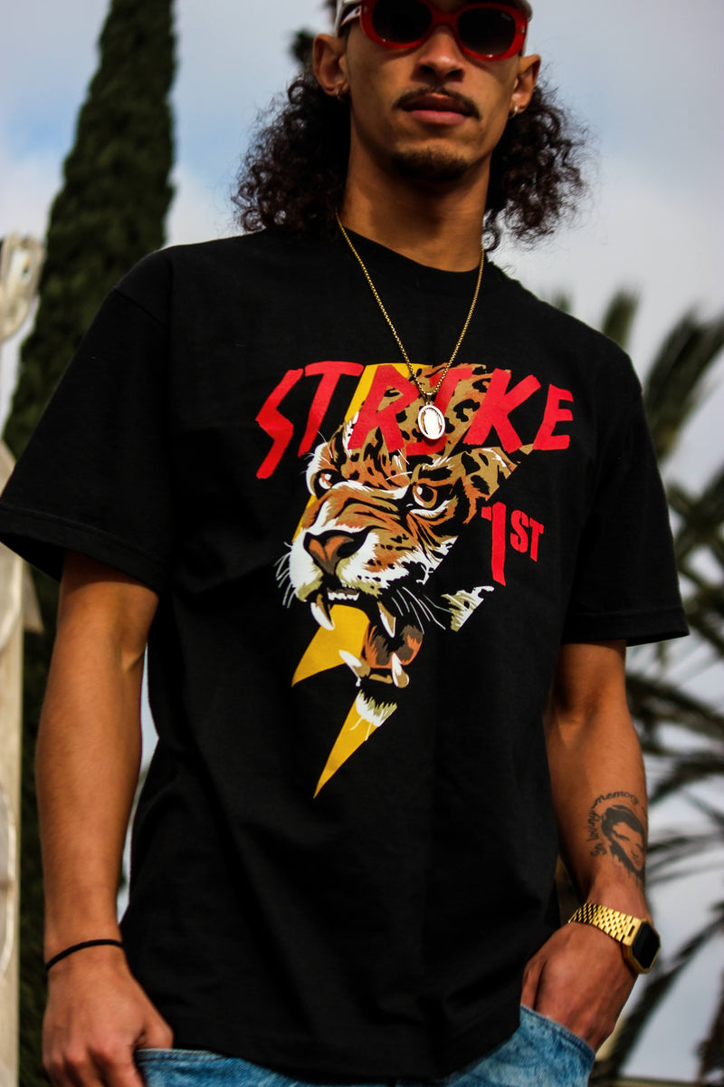 Strike 1st Leopard - Black T-Shirt T-Shirt Million Dolla Motive 