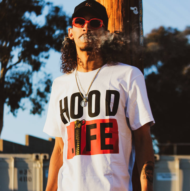Hood Life - White T-Shirt T-Shirt Million Dolla Motive 