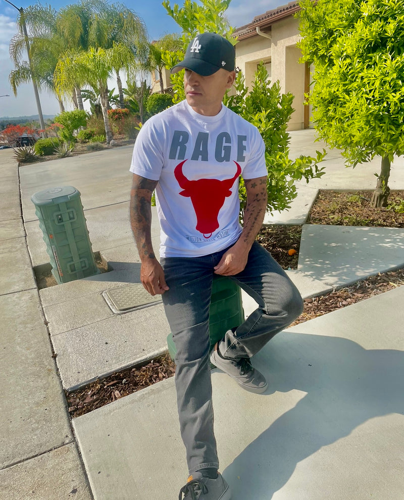 Rage Bull - White T-Shirt T-Shirt Million Dolla Motive 