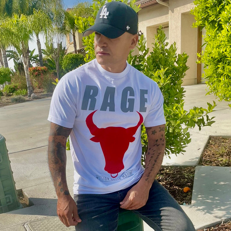 Rage Bull - White T-Shirt T-Shirt Million Dolla Motive 