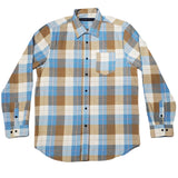 Baby Blue and Tan Flannel Long Sleeve Shirt