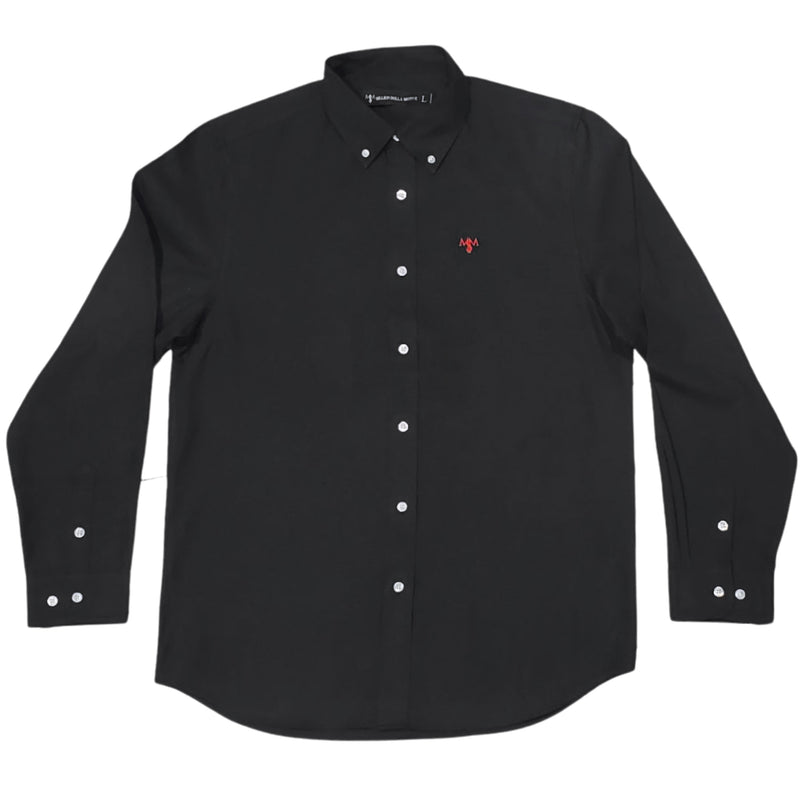 Black Oxford Long Sleeve Shirt with Red Logo T-Shirt Million Dolla Motive 