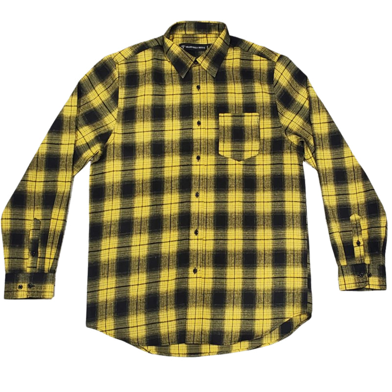 Black and Yellow Flannel Long Sleeve Shirt T-Shirt Million Dolla Motive 